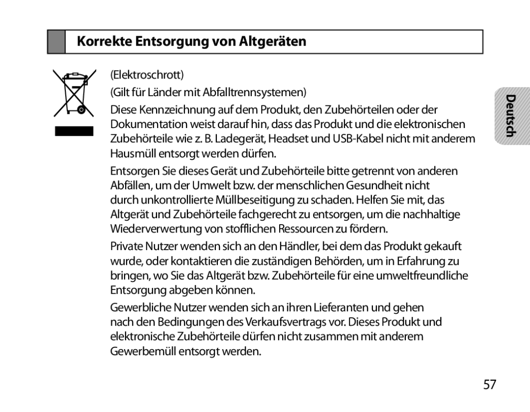 Samsung BHM6000EDECXEH manual Korrekte Entsorgung von Altgeräten 