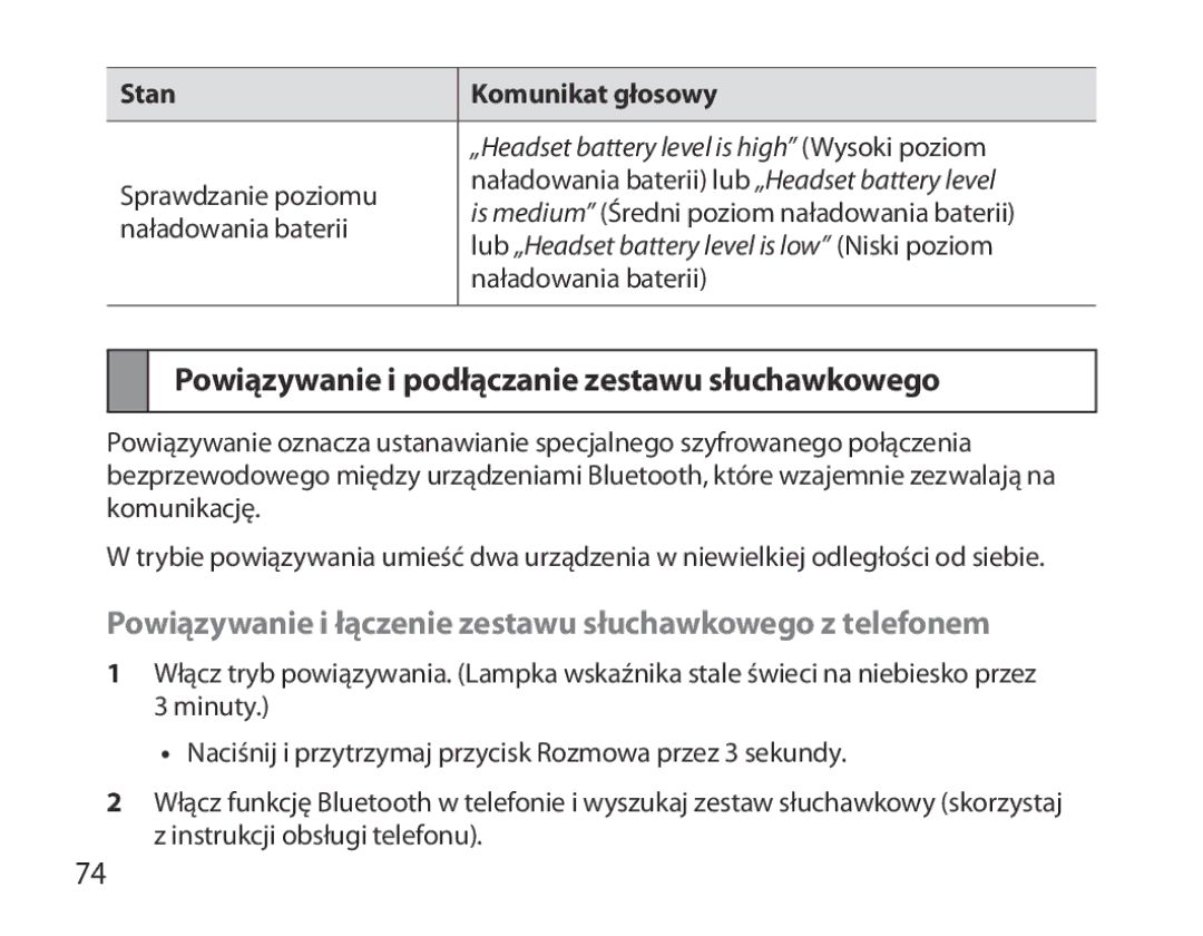 Samsung BHM6000EDECXEH manual Powiązywanie i podłączanie zestawu słuchawkowego 