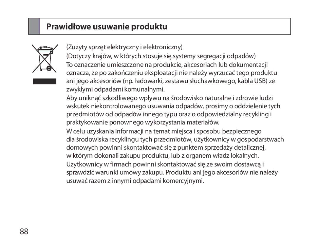 Samsung BHM6000EDECXEH manual Prawidłowe usuwanie produktu 