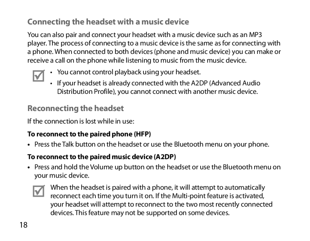 Samsung BHM6000EDECXEH manual Connecting the headset with a music device, Reconnecting the headset 