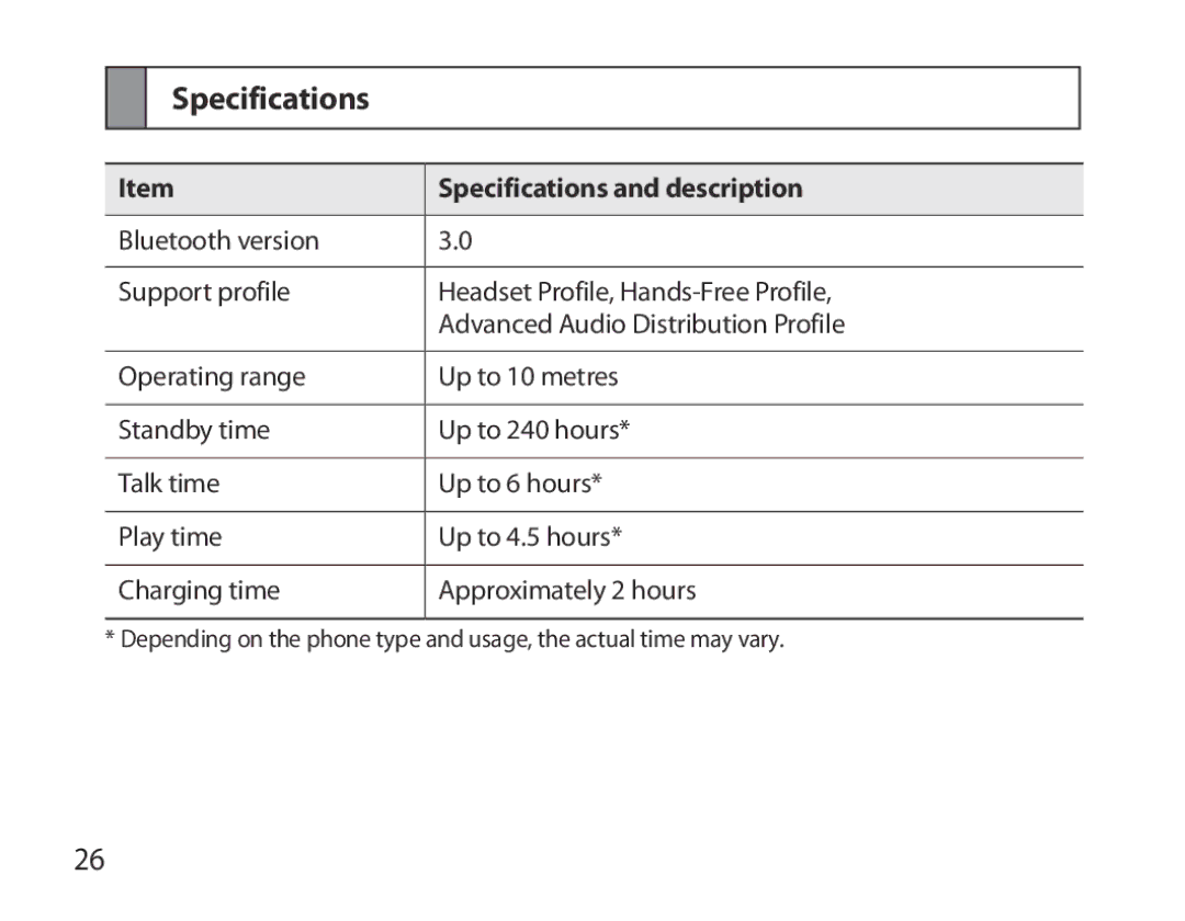 Samsung BHM6000EDECXEH manual Specifications and description 