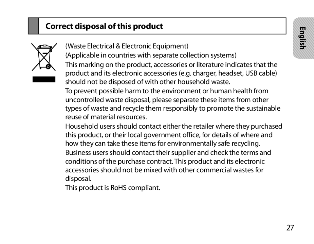 Samsung BHM6000EDECXEH manual Correct disposal of this product 