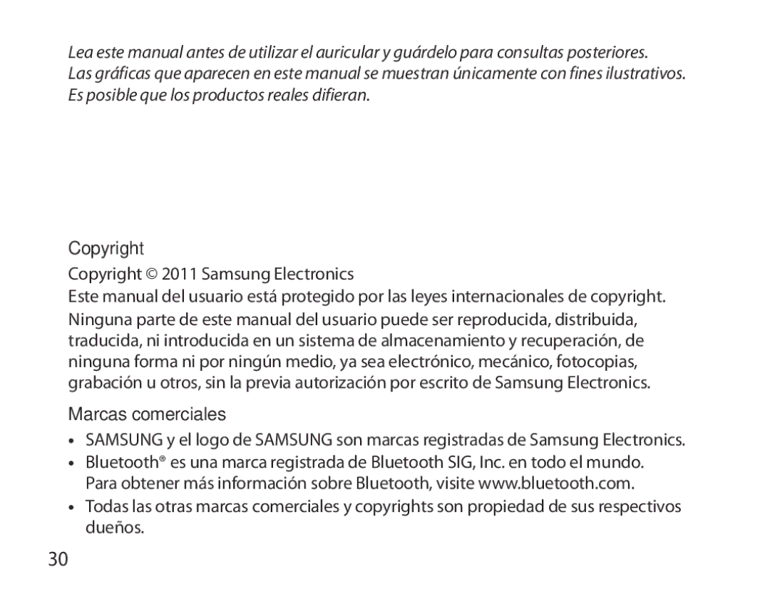 Samsung BHM6000EDECXEH manual Copyright, Marcas comerciales 