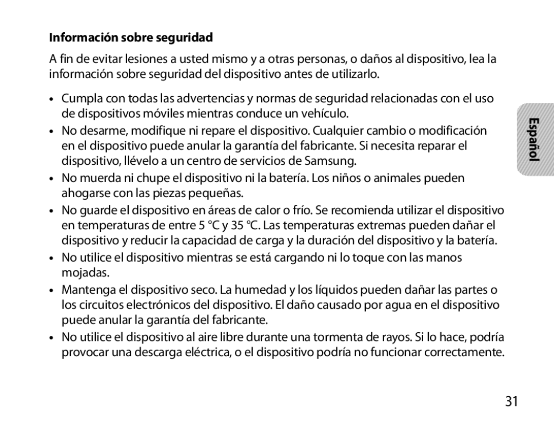 Samsung BHM6000EDECXEH manual Información sobre seguridad 