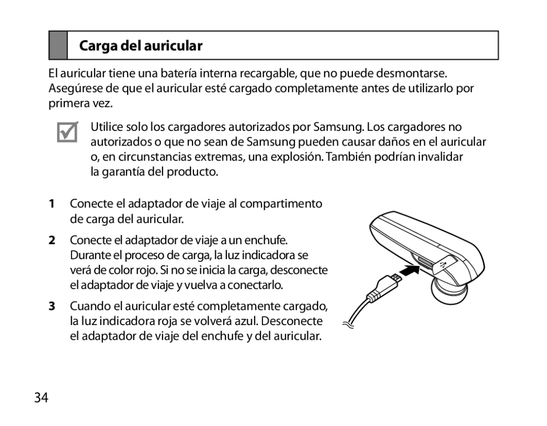 Samsung BHM6000EDECXEH manual Carga del auricular 