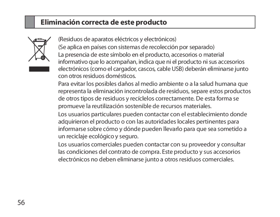 Samsung BHM6000EDECXEH manual Eliminación correcta de este producto 