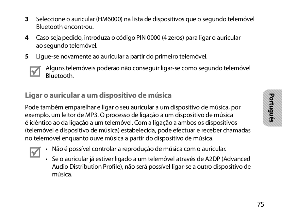 Samsung BHM6000EDECXEH manual Ligar o auricular a um dispositivo de música 