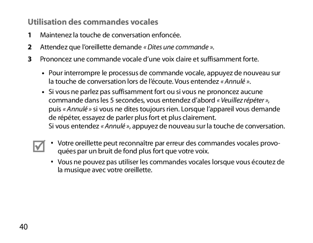 Samsung BHM6000EDECXEH manual Utilisation des commandes vocales 