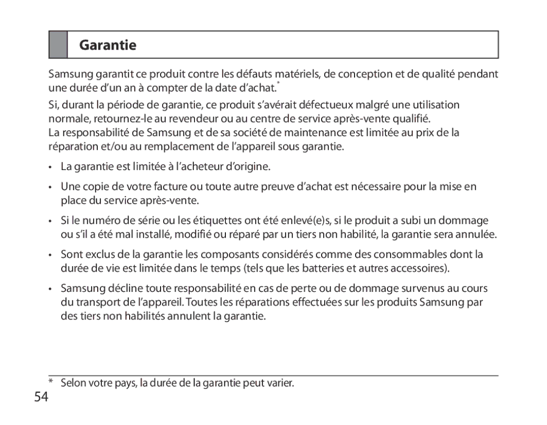 Samsung BHM6000EDECXEH manual Garantie 