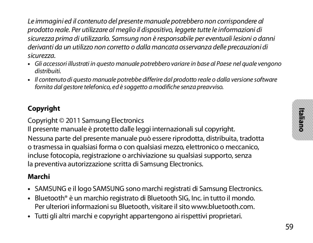 Samsung BHM6000EDECXEH manual Marchi, Italiano 