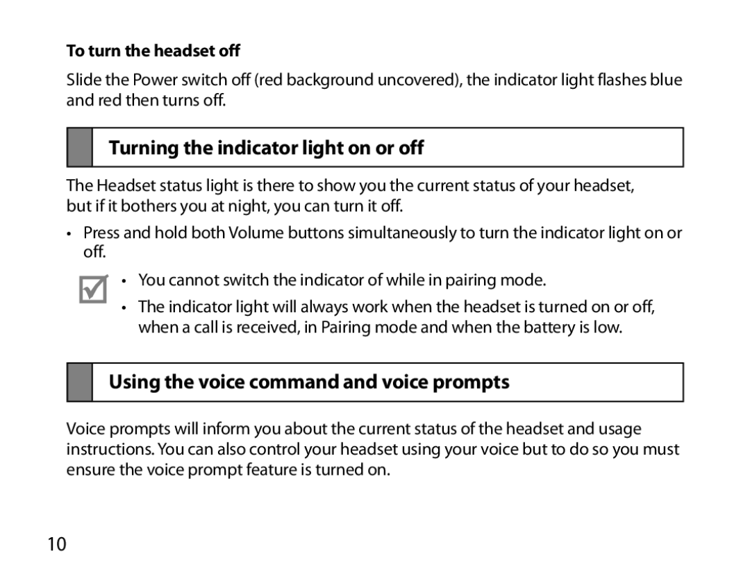 Samsung BHM6000EDECXEH manual Turning the indicator light on or off, Using the voice command and voice prompts 