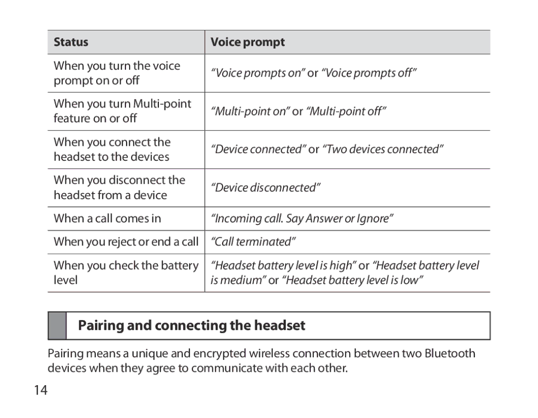 Samsung BHM6000EDECXEH manual Pairing and connecting the headset 