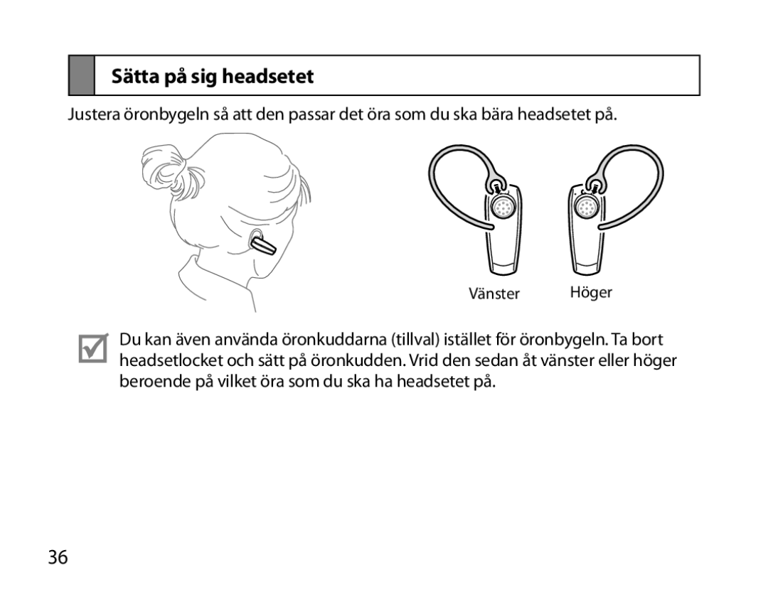 Samsung BHM6000EDECXEH manual Sätta på sig headsetet 