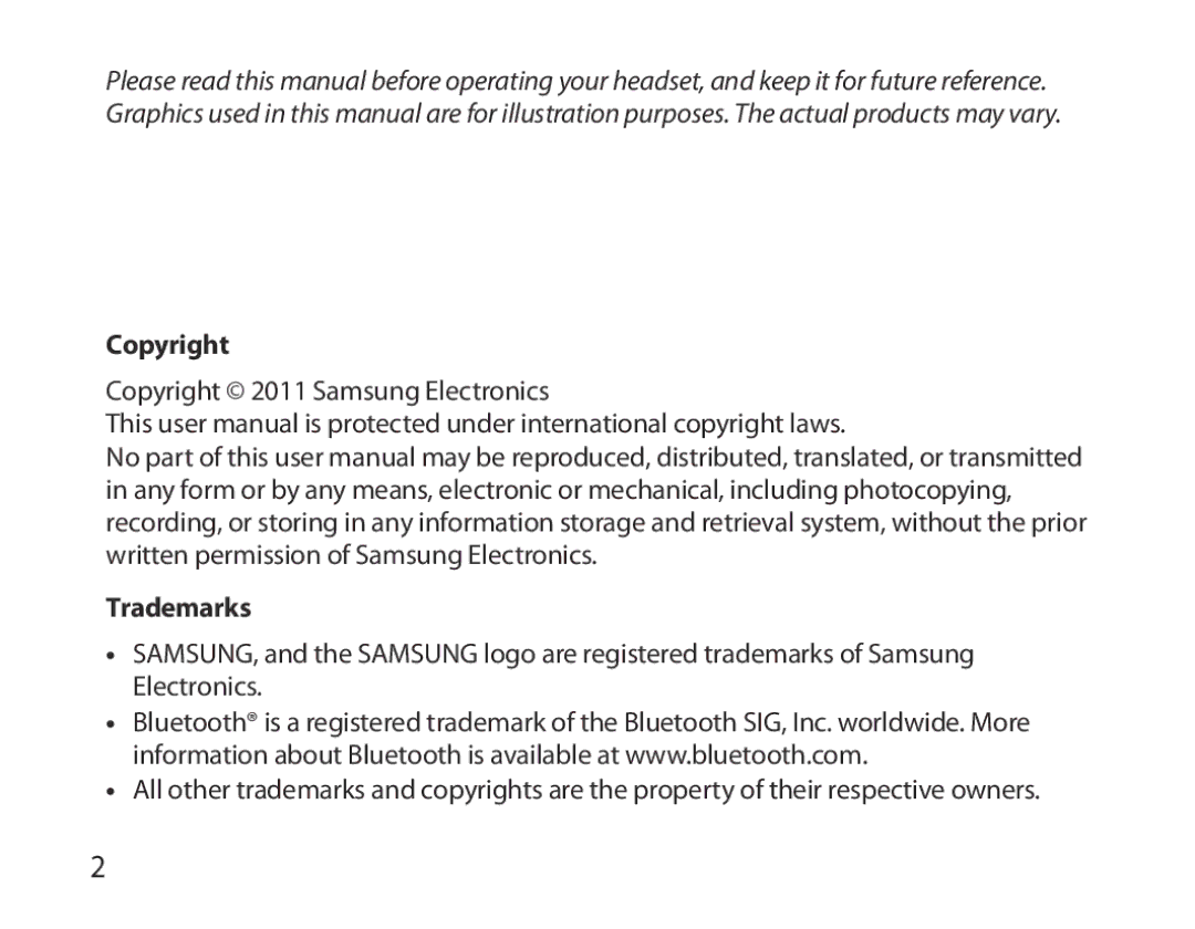 Samsung BHM6000EDECXEH manual Copyright, Trademarks 