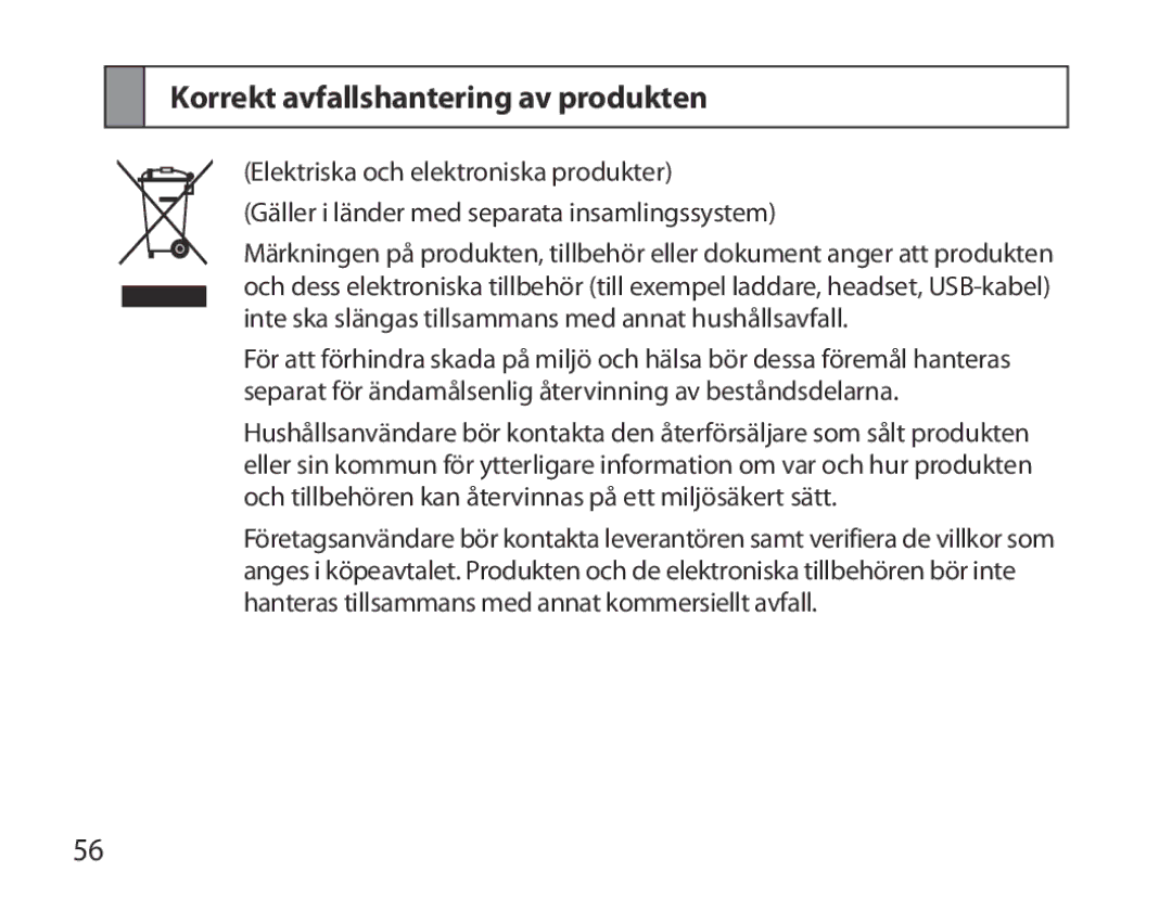 Samsung BHM6000EDECXEH manual Korrekt avfallshantering av produkten 