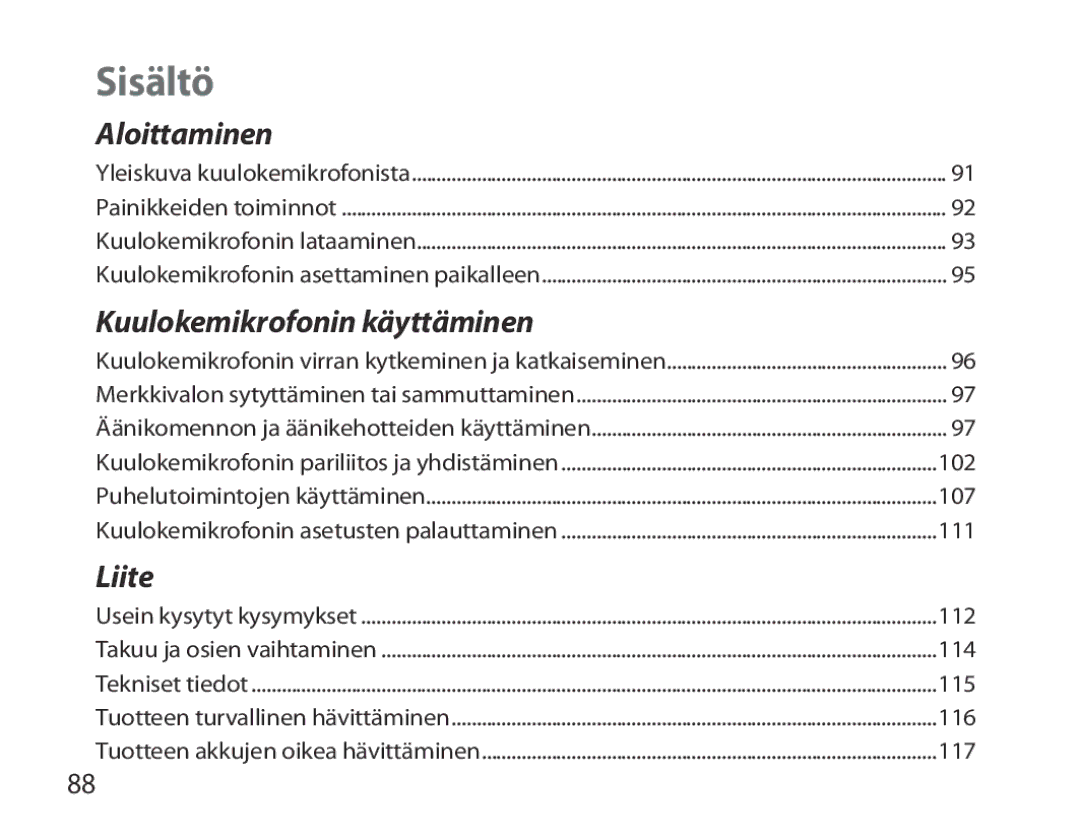 Samsung BHM6000EDECXEH manual Sisältö 