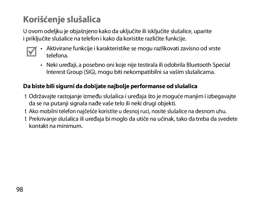 Samsung BHM6000EDECXEH manual Korišćenje slušalica 