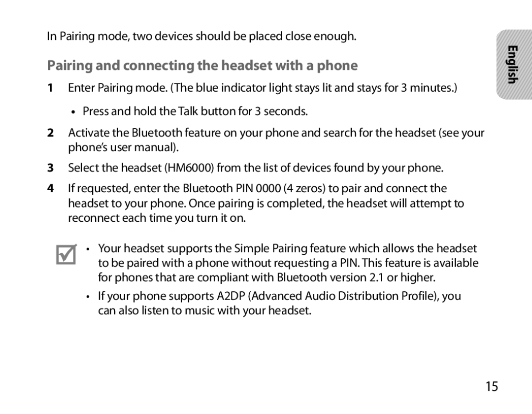 Samsung BHM6000EDECXEH manual Pairing and connecting the headset with a phone 