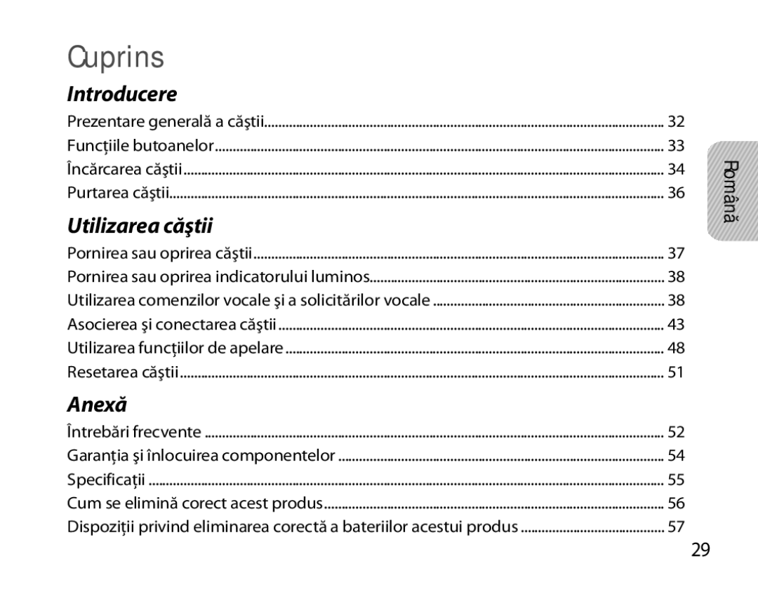 Samsung BHM6000EDECXEH manual Cuprins, Română 