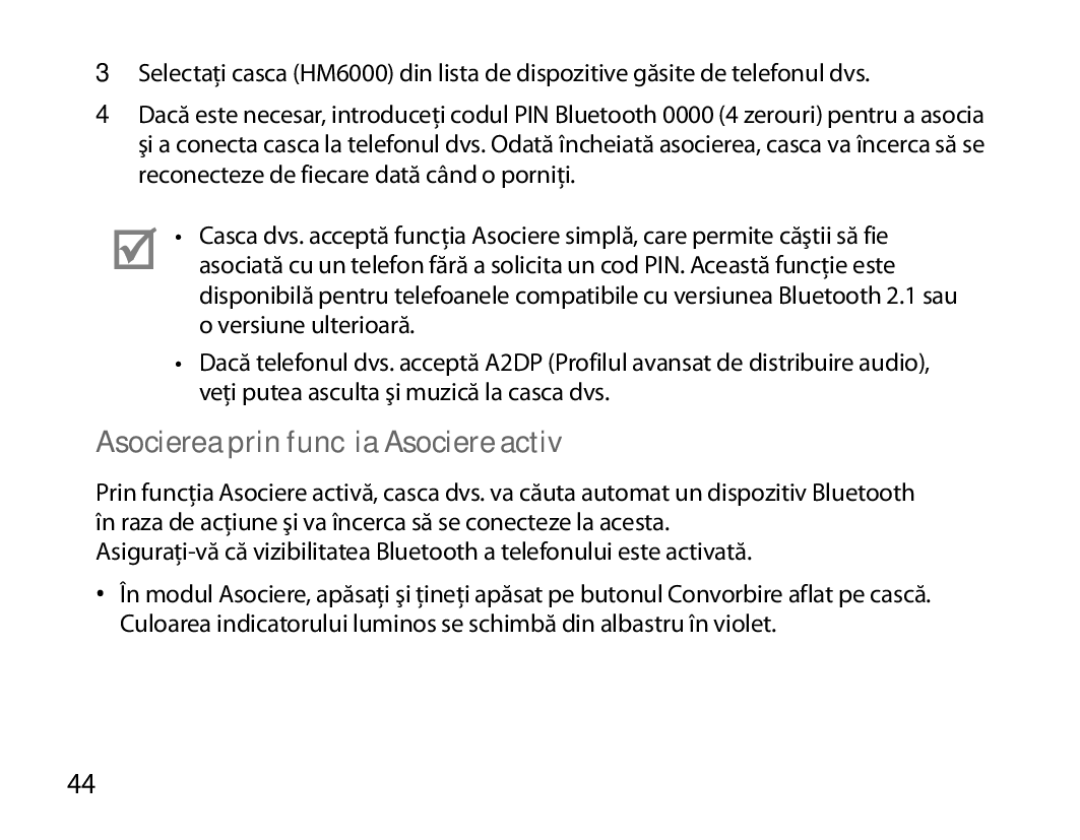 Samsung BHM6000EDECXEH manual Asocierea prin funcţia Asociere activă 