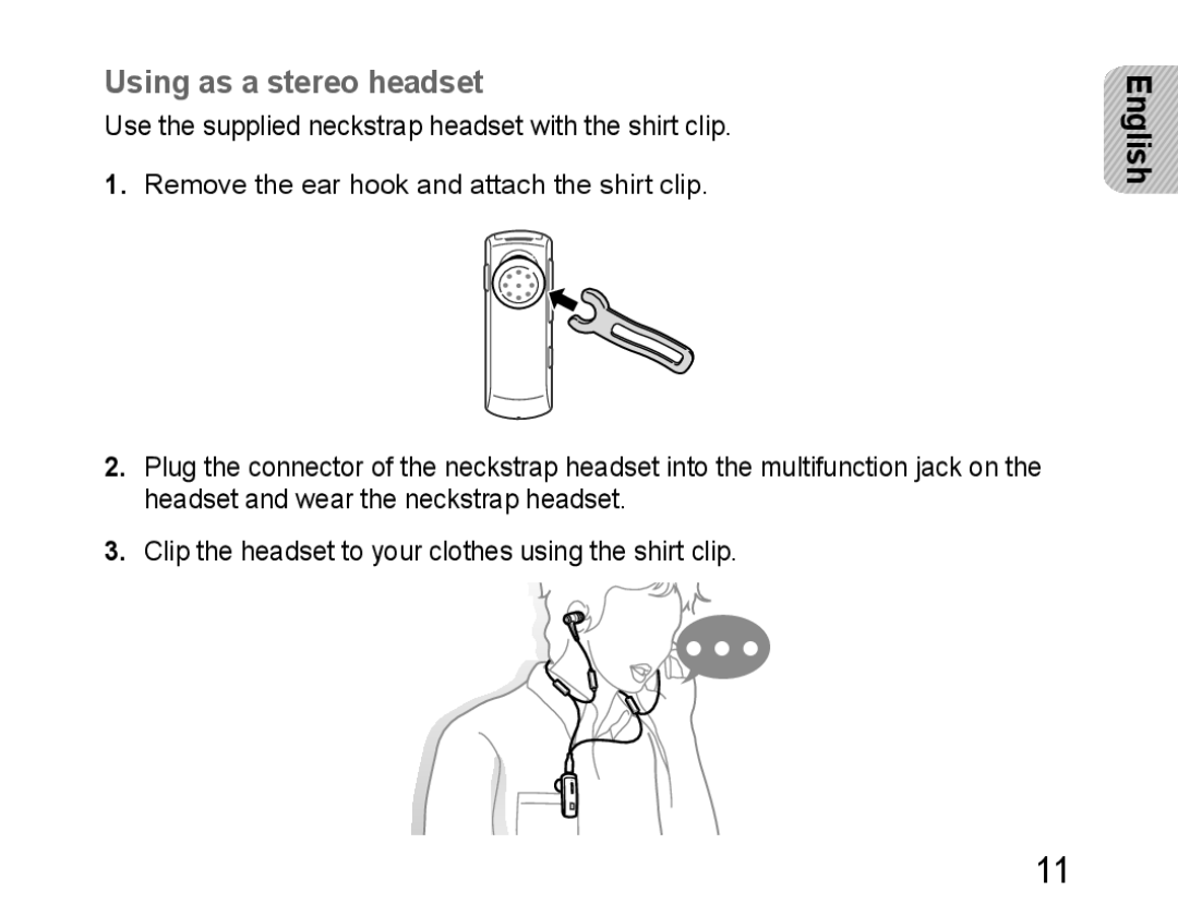 Samsung BHM6400EGEGXEH manual Using as a stereo headset 