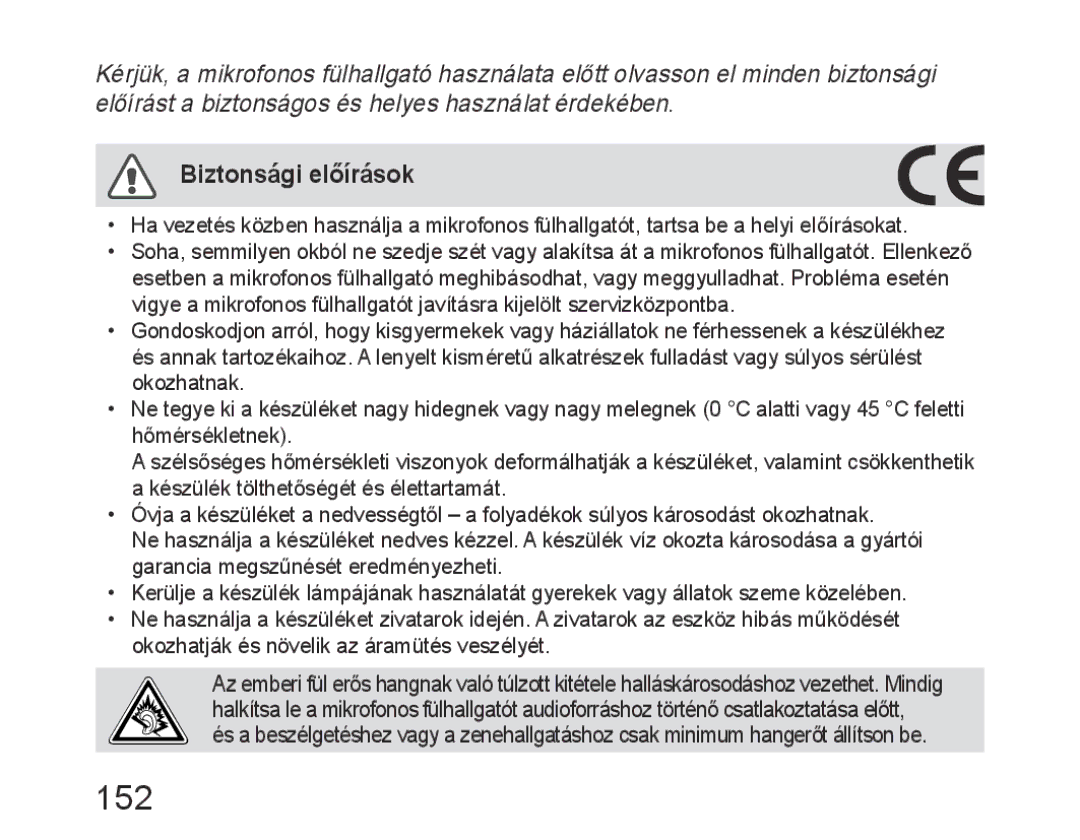 Samsung BHM6400EGEGXEH manual 152, Biztonsági előírások 