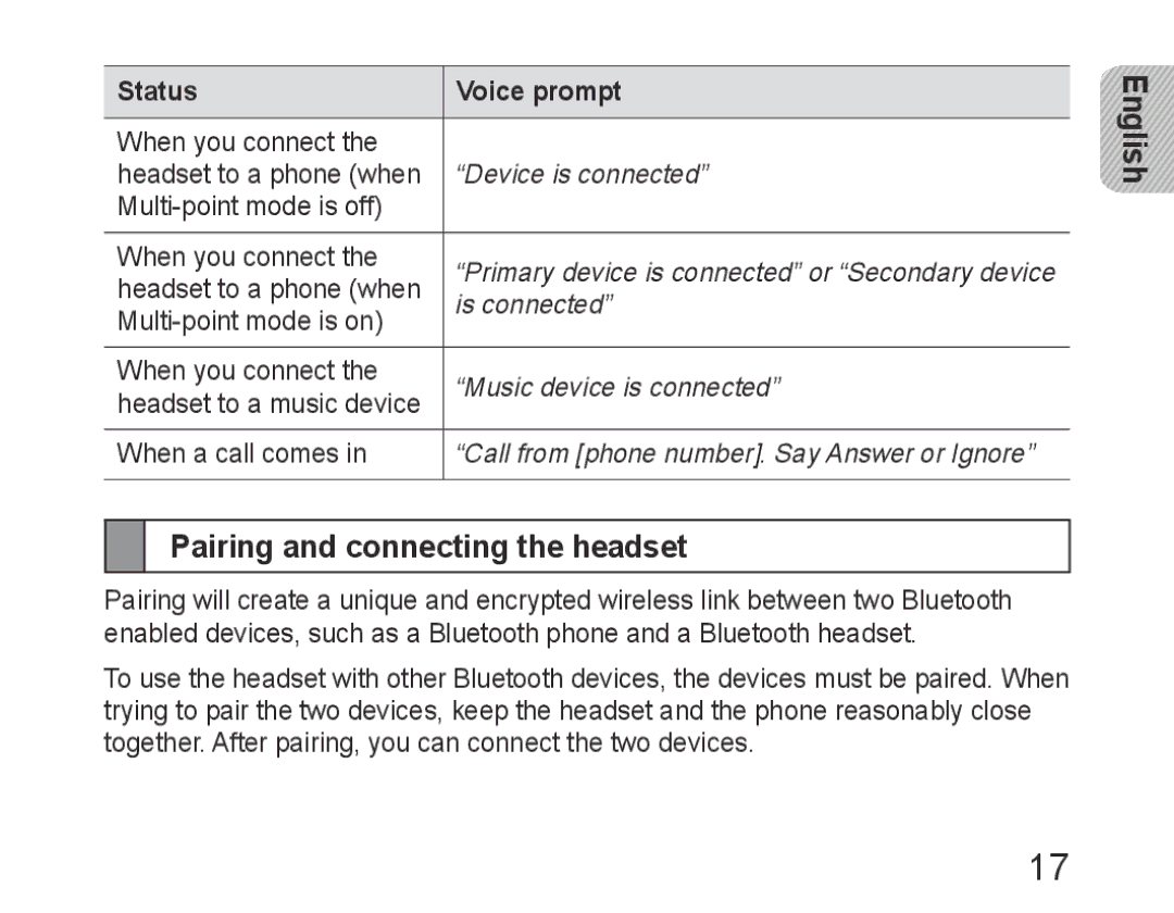 Samsung BHM6400EGEGXEH manual Pairing and connecting the headset 