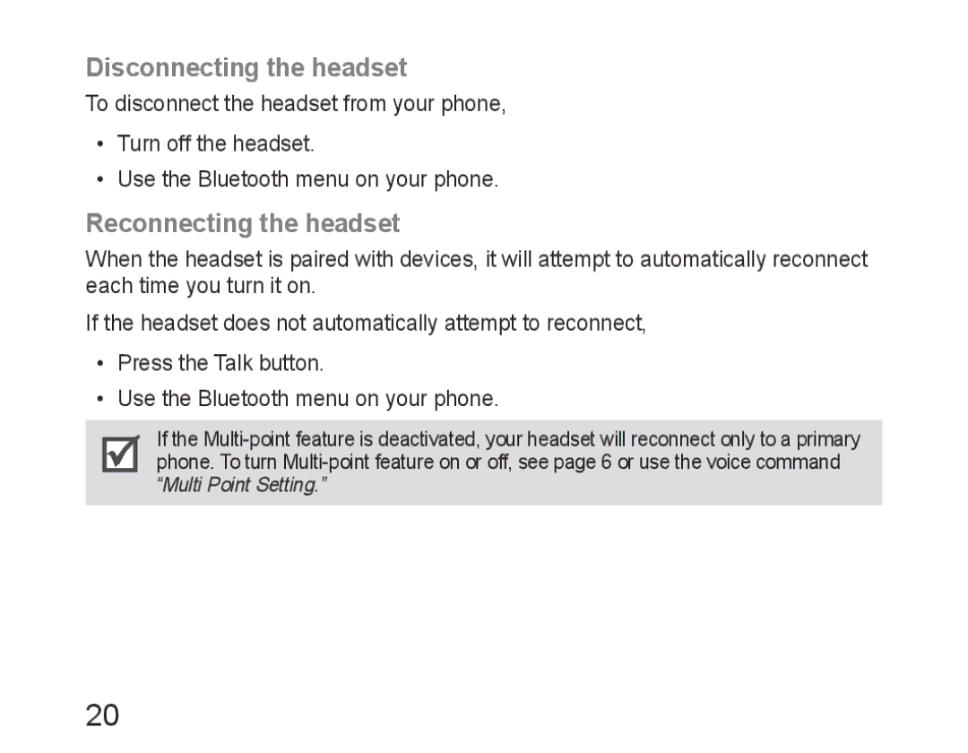 Samsung BHM6400EGEGXEH manual Disconnecting the headset, Reconnecting the headset 