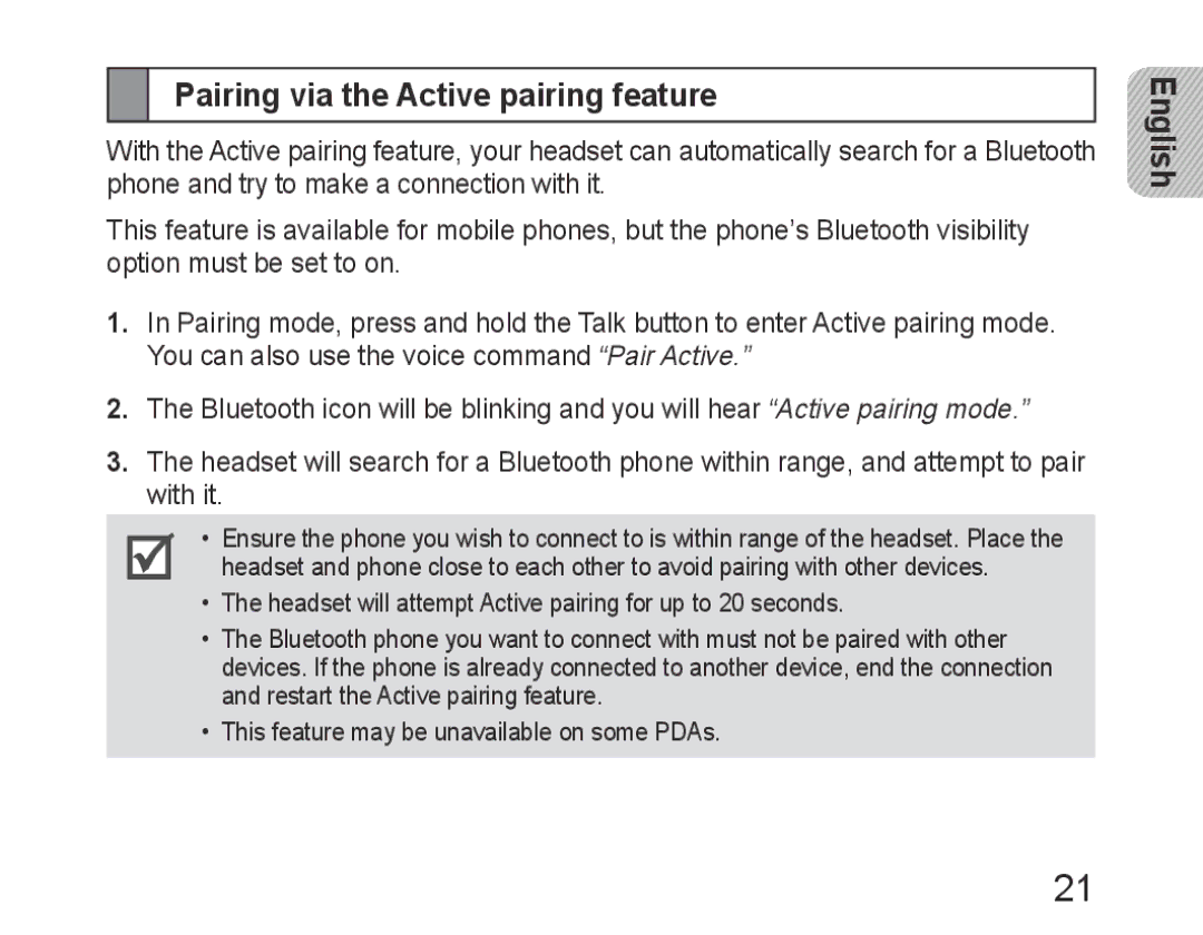 Samsung BHM6400EGEGXEH manual Pairing via the Active pairing feature 