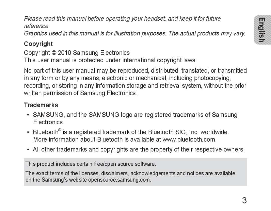 Samsung BHM6400EGEGXEH manual Copyright, Trademarks 