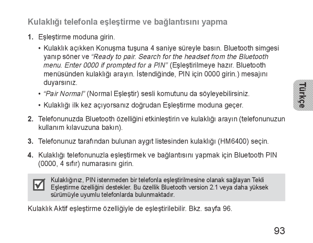 Samsung BHM6400EGEGXEH manual Kulaklığı telefonla eşleştirme ve bağlantısını yapma 