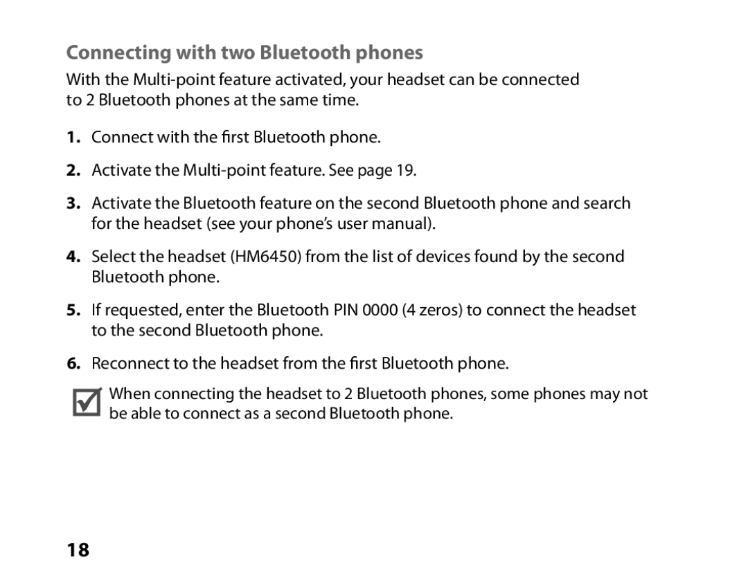 Samsung BHM6450EMEGXEF, BHM6450EMENXEF manual Connecting with two Bluetooth phones 