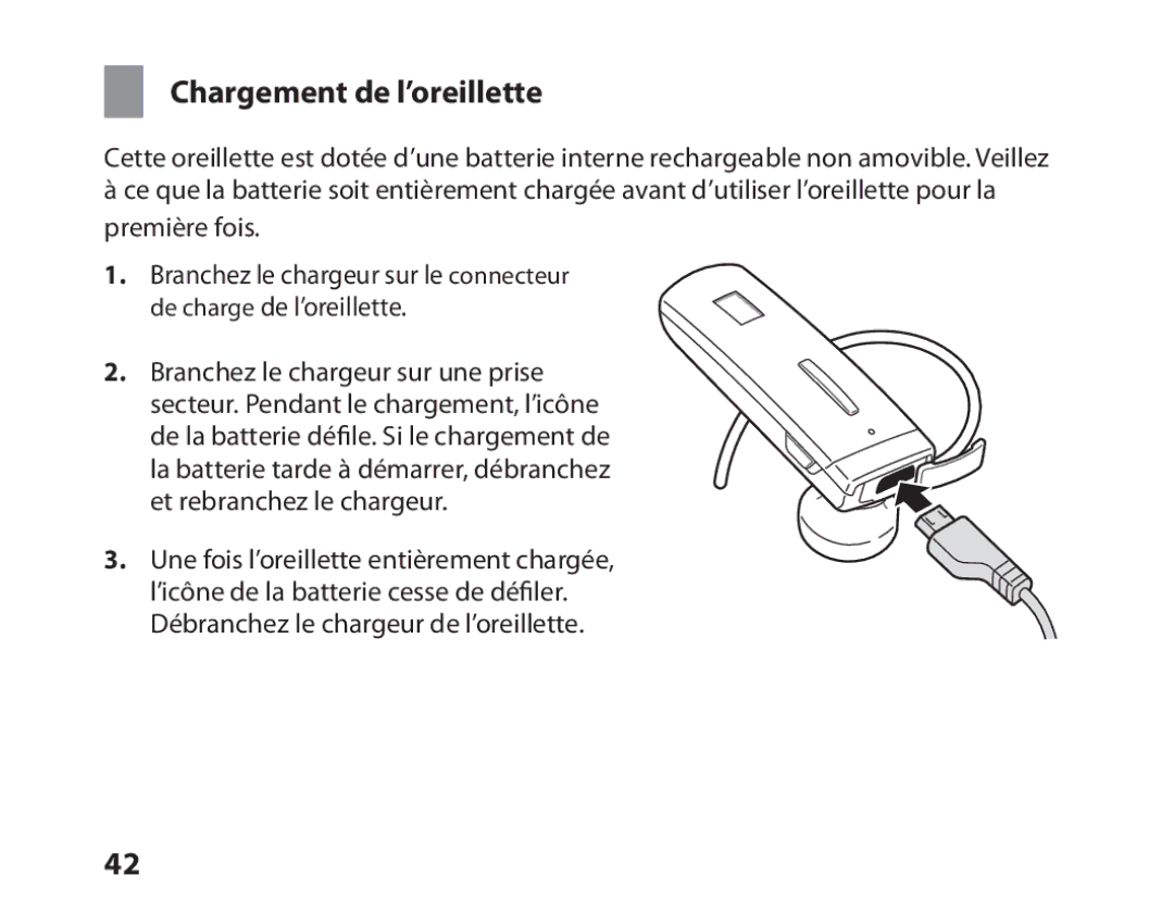 Samsung BHM6450EMEGXEF, BHM6450EMENXEF manual Chargement de l’oreillette 