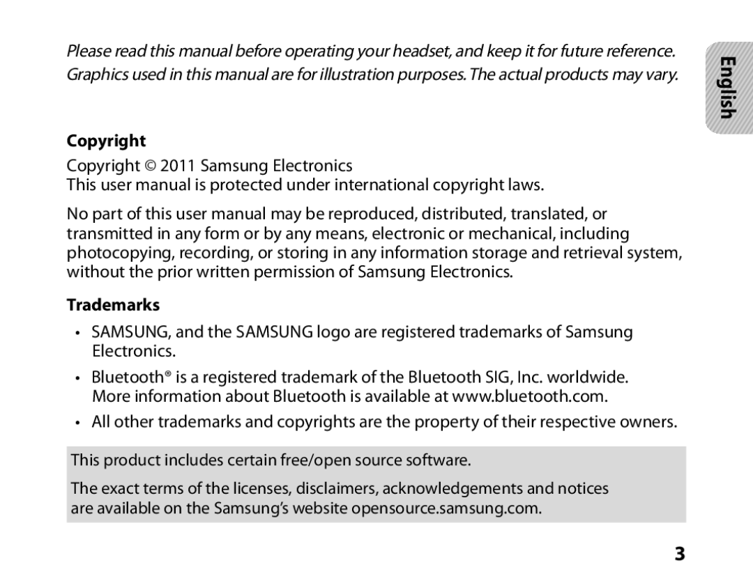 Samsung BHM6450EMENXEF, BHM6450EMEGXEF manual Copyright, Trademarks 