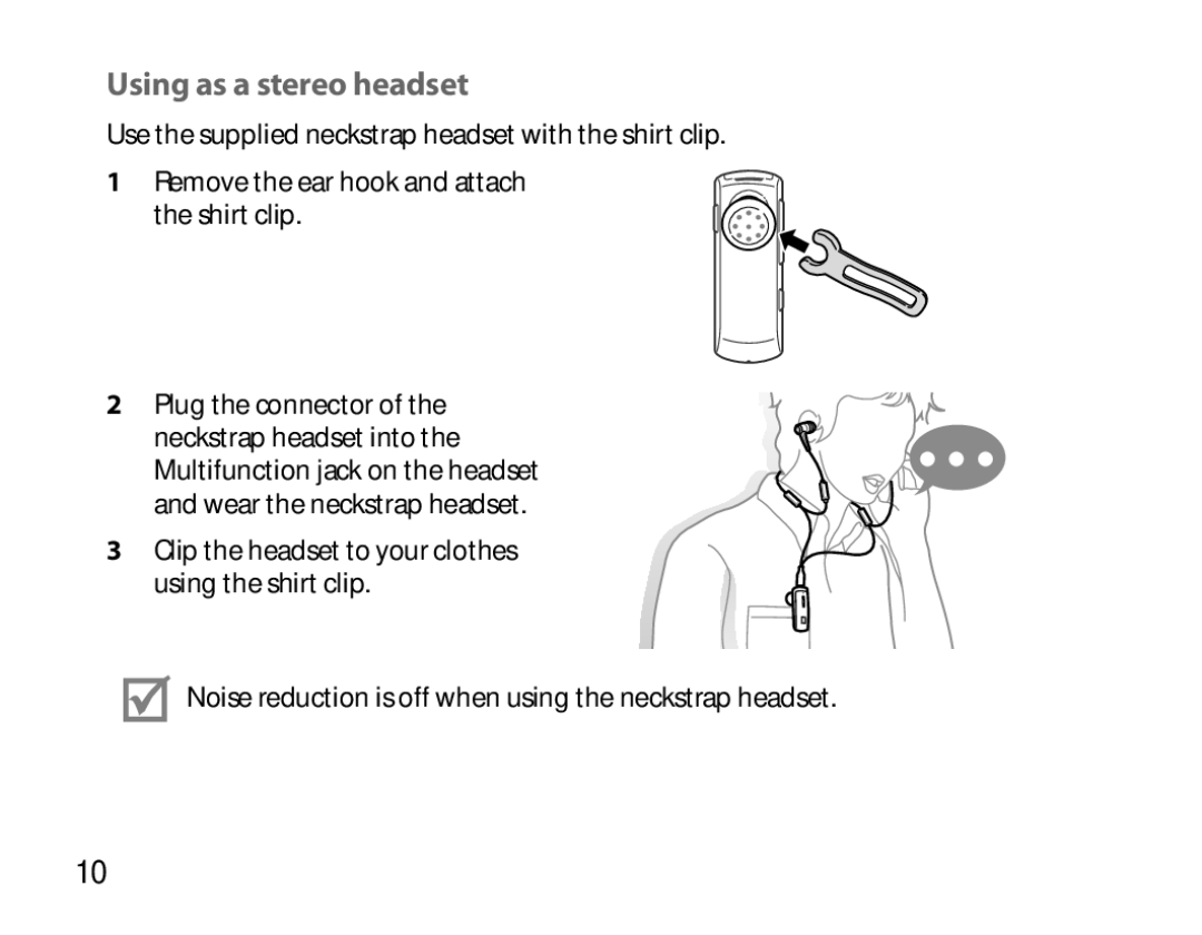 Samsung BHM6450EMEGXEH, BHM6450EMEGXET, BHM6450EMEGHAT manual Using as a stereo headset 