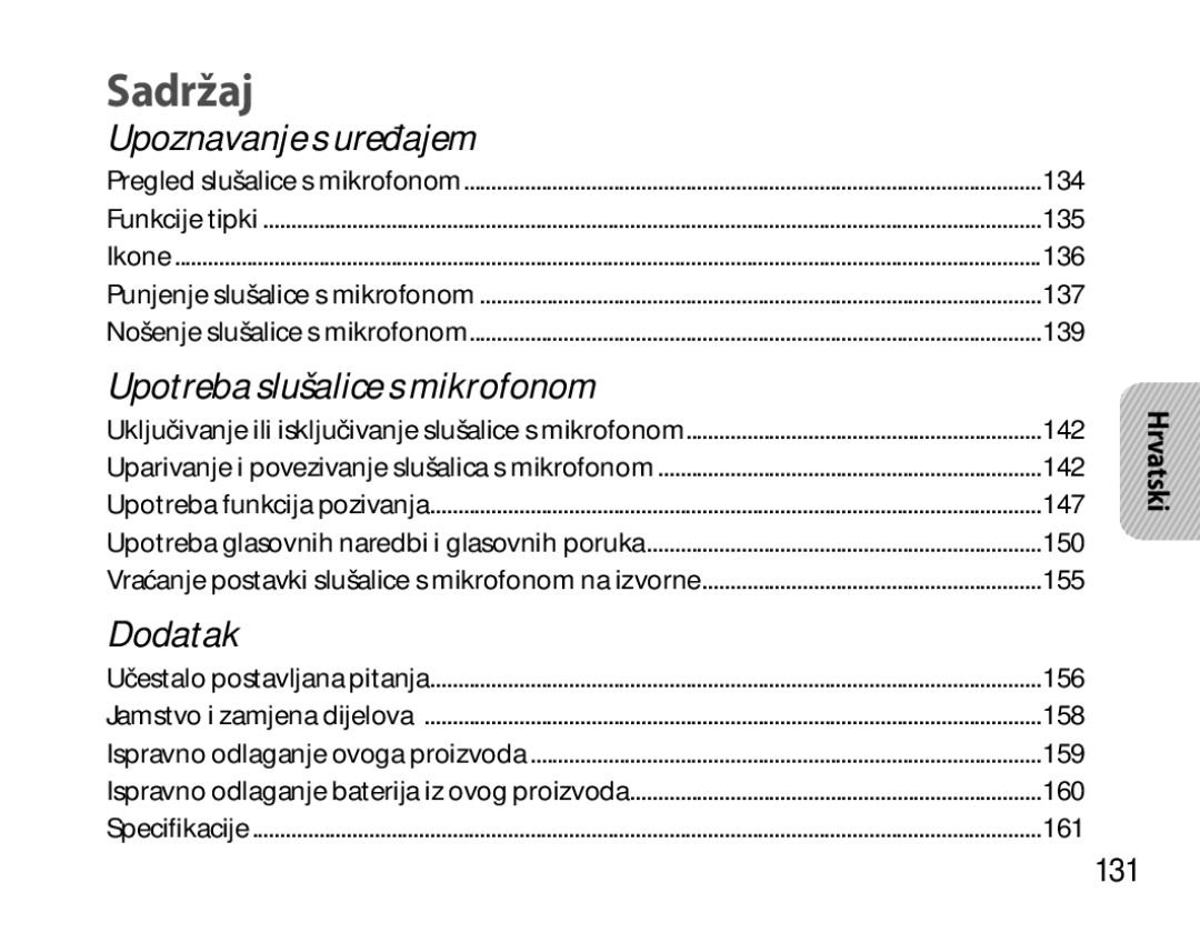 Samsung BHM6450EMEGHAT, BHM6450EMEGXET, BHM6450EMEGXEH manual 131, Hrvatski 