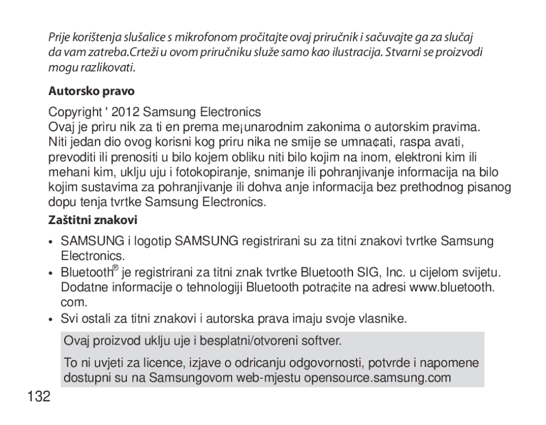 Samsung BHM6450EMEGXET, BHM6450EMEGXEH, BHM6450EMEGHAT manual 132, Autorsko pravo, Zaštitni znakovi 