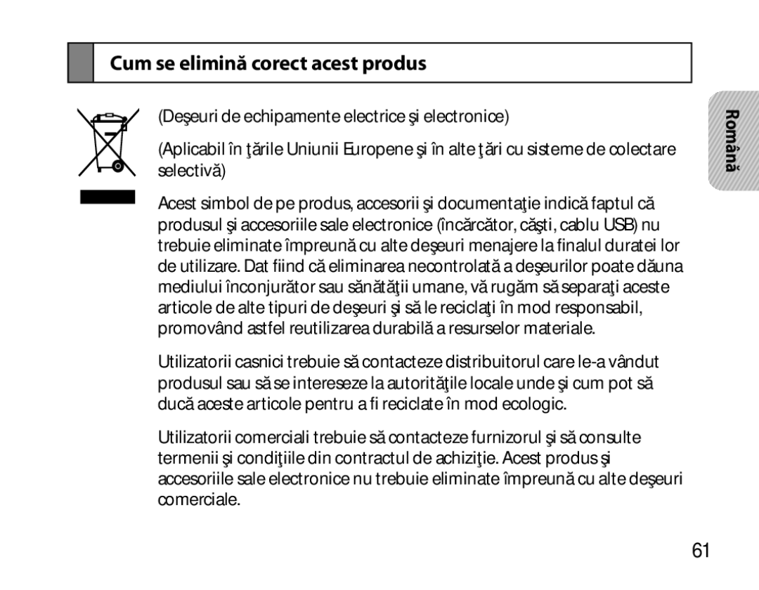 Samsung BHM6450EMEGXEH, BHM6450EMEGXET, BHM6450EMEGHAT manual Cum se elimină corect acest produs 