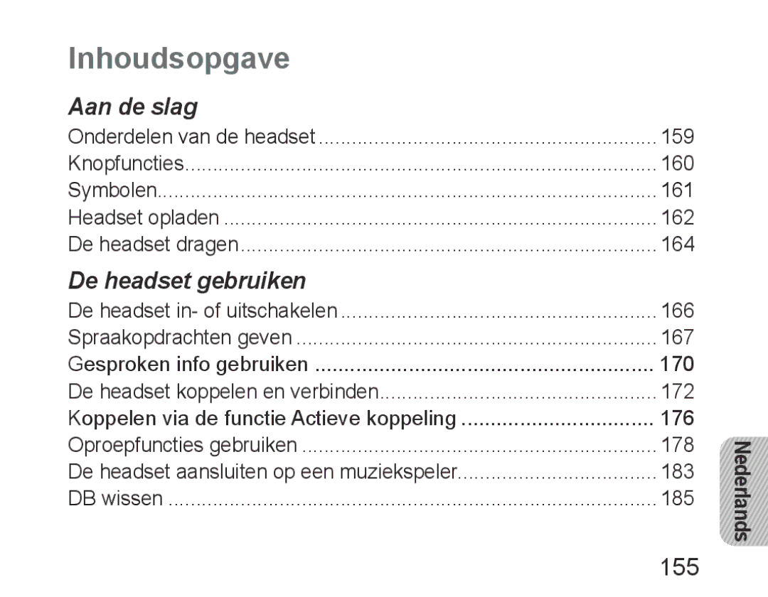 Samsung BHM6450EMEGXEH, BHM6450EMEGXET, BHM6450EMEGHAT manual Inhoudsopgave, 155 