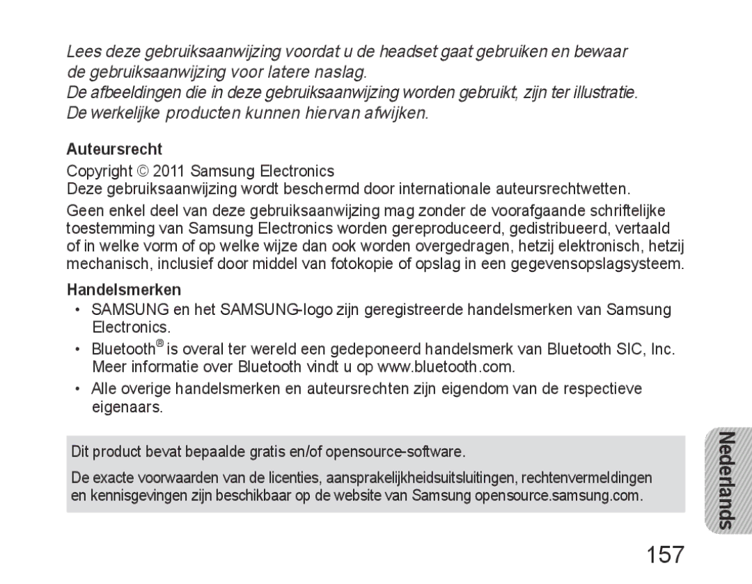 Samsung BHM6450EMEGXET, BHM6450EMEGXEH, BHM6450EMEGHAT manual 157, Auteursrecht 