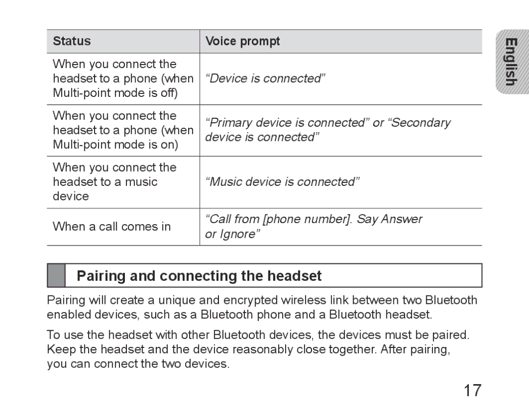 Samsung BHM6450EMEGXEH, BHM6450EMEGXET, BHM6450EMEGHAT manual Pairing and connecting the headset 