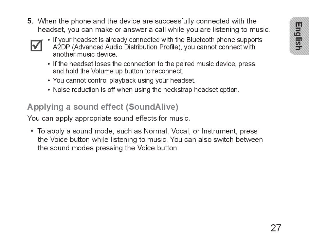 Samsung BHM6450EMEGHAT, BHM6450EMEGXET, BHM6450EMEGXEH manual Applying a sound effect SoundAlive 