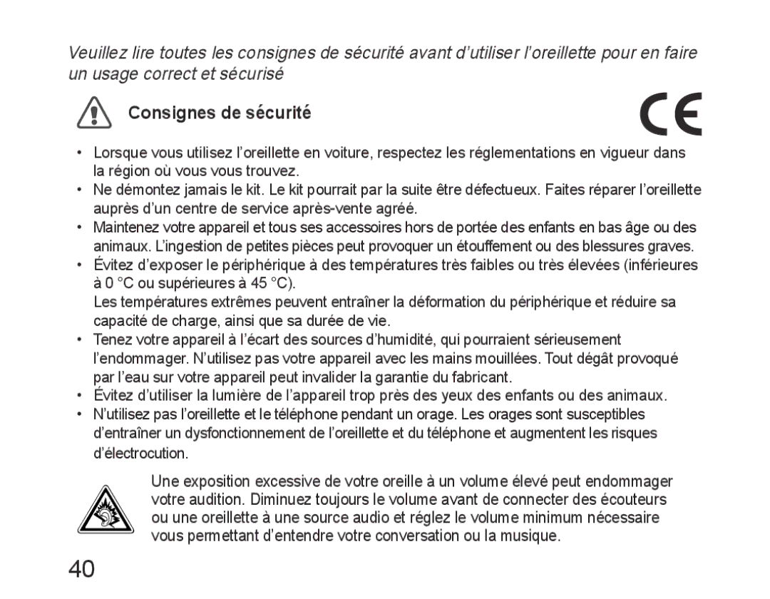 Samsung BHM6450EMEGXET, BHM6450EMEGXEH, BHM6450EMEGHAT manual Consignes de sécurité 