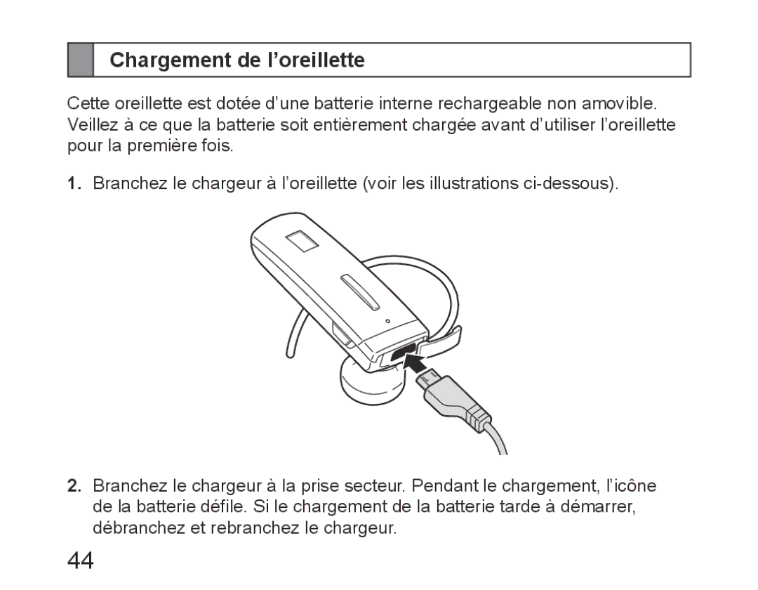 Samsung BHM6450EMEGXEH, BHM6450EMEGXET, BHM6450EMEGHAT manual Chargement de l’oreillette 