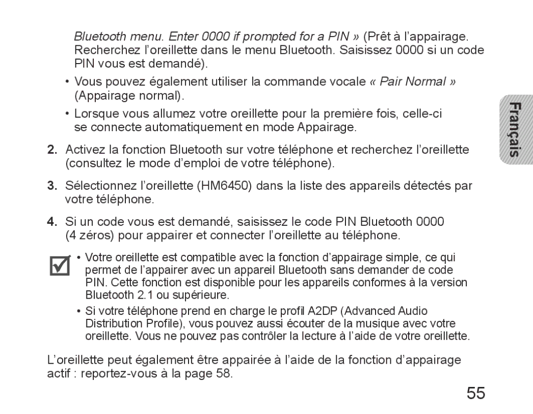 Samsung BHM6450EMEGXET, BHM6450EMEGXEH, BHM6450EMEGHAT manual Français 