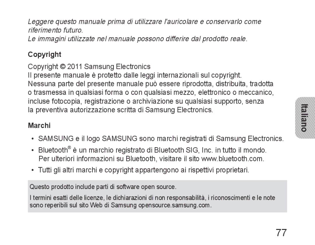 Samsung BHM6450EMEGXEH, BHM6450EMEGXET, BHM6450EMEGHAT manual Marchi, Questo prodotto include parti di software open source 