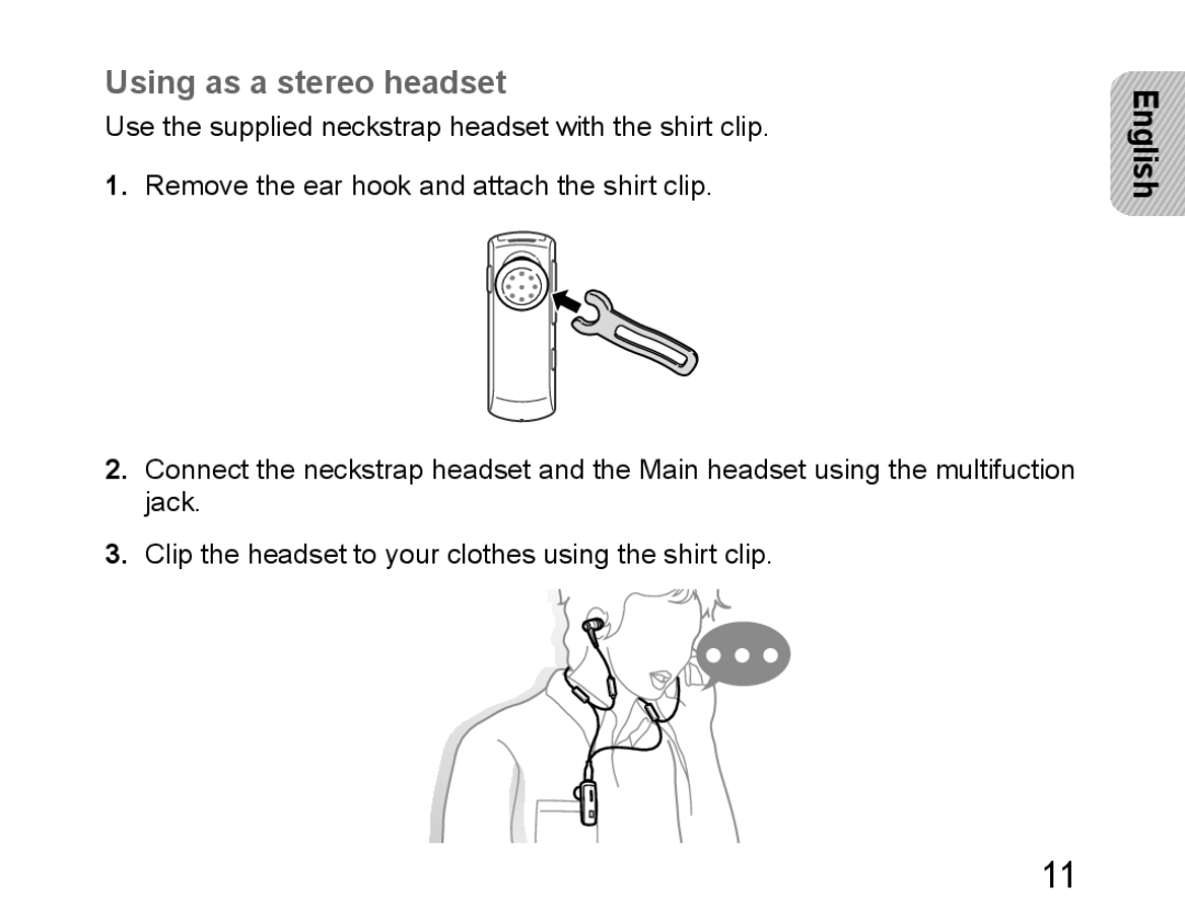 Samsung BHM6450EMEGXEH, BHM6450EMEGXET, BHM6450EMEGHAT manual Using as a stereo headset 