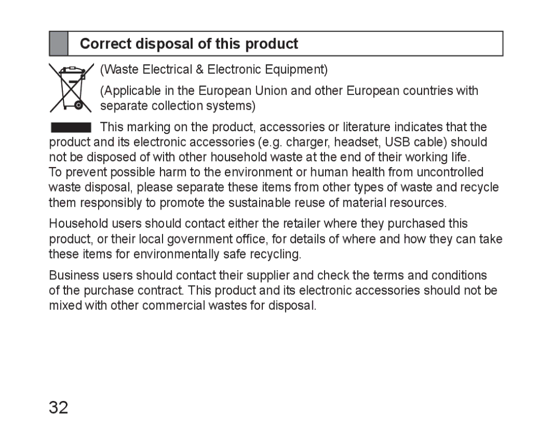 Samsung BHM6450EMEGXEH, BHM6450EMEGXET, BHM6450EMEGHAT manual Correct disposal of this product 