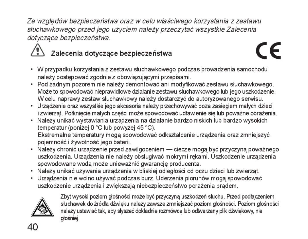 Samsung BHM6450EMEGXET, BHM6450EMEGXEH, BHM6450EMEGHAT manual Zalecenia dotyczące bezpieczeństwa 