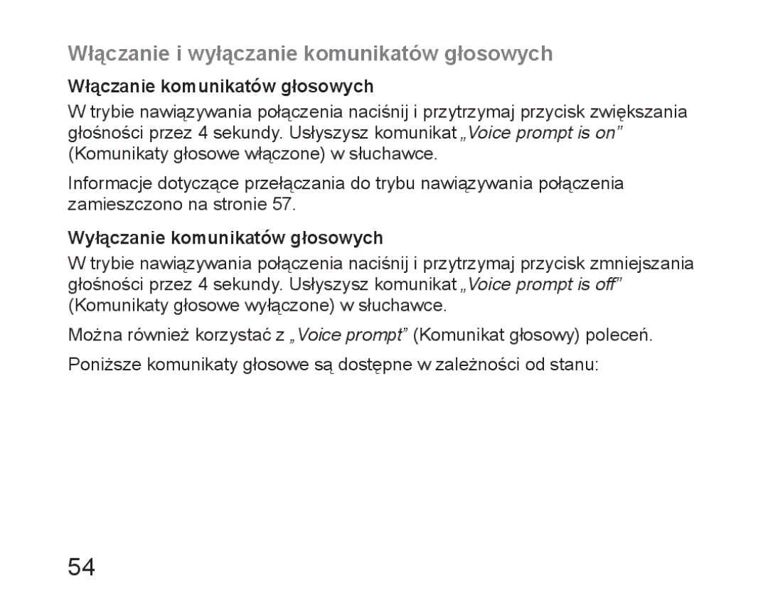 Samsung BHM6450EMEGHAT, BHM6450EMEGXET manual Włączanie i wyłączanie komunikatów głosowych, Włączanie komunikatów głosowych 